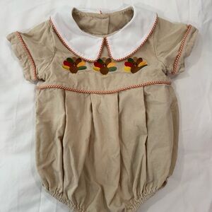 Stitchy Fish Tan Baby Romper with Embroidery